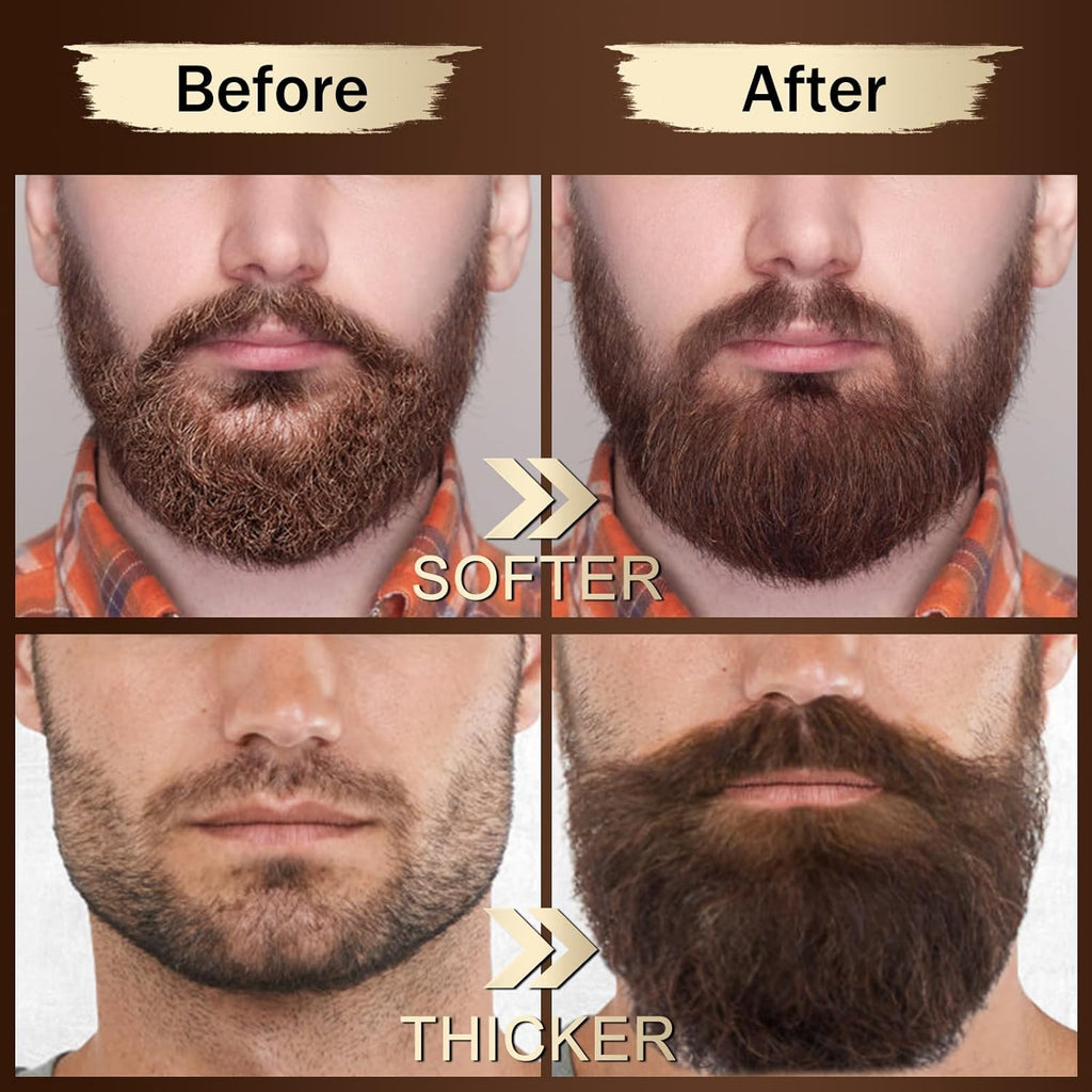 Men's Beard Grooming Kit with Serum Oil Balm & Tools - Complete Care Set