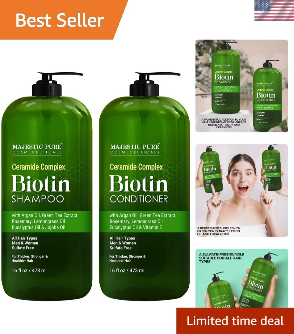 Sulfate-Free Biotin Hair Growth Set with Essential Oils - Color Safe & Gentle