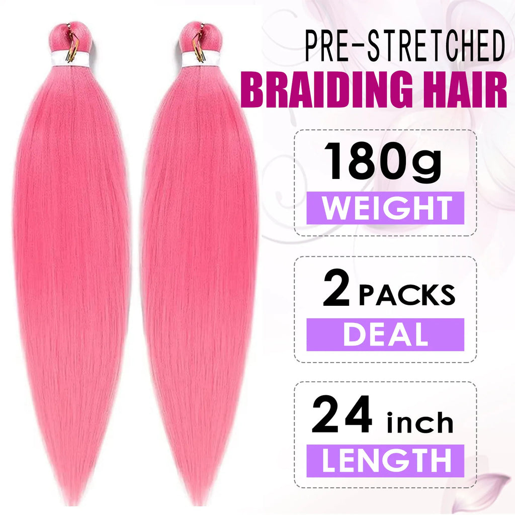 Pre-Stretched Colorful Synthetic Braiding Hair Extensions for Women