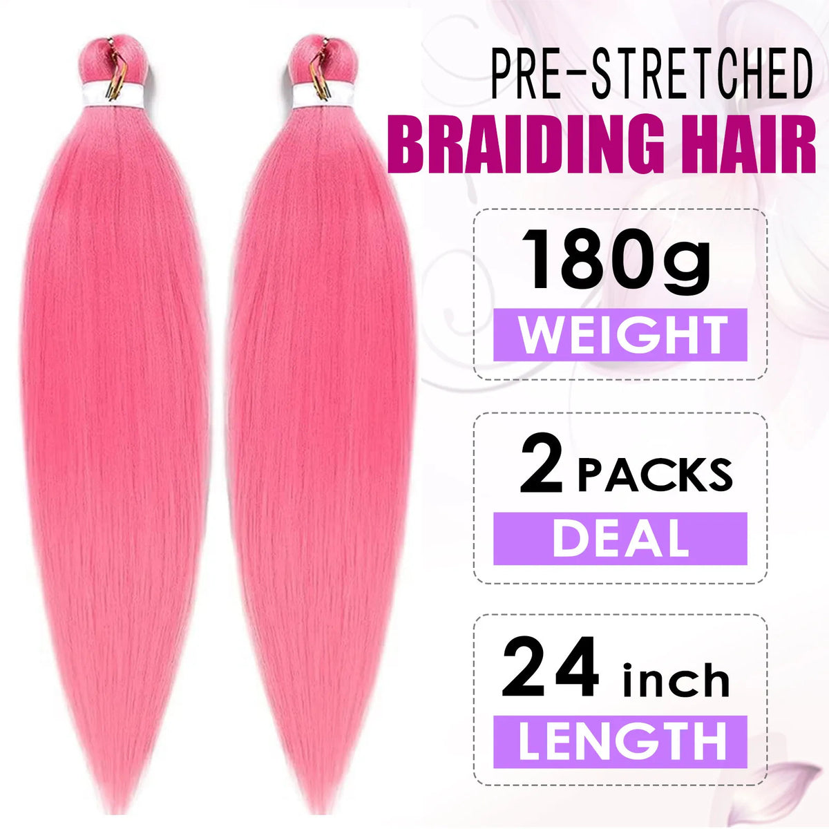 Pre-Stretched Colorful Synthetic Braiding Hair Extensions for Women