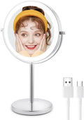Rechargeable 8-Inch Lighted 1X/10X Magnifying Makeup Mirror with Chrome Finish