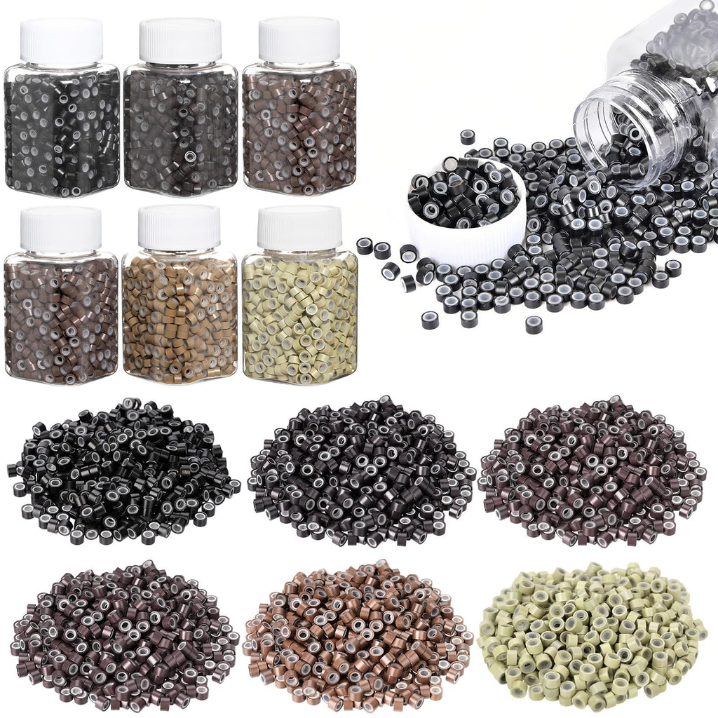 Hair Extension Micro Beads Kit 3000PCS Silicone-Lined for I-Tip & Sew-In Extensions