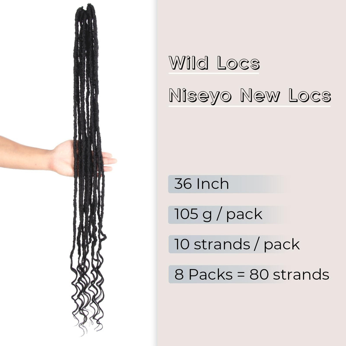 Long Faux Locs Hair Extensions 36 Inch Pre-Looped Curly Ends Goddess Style - 8 Packs