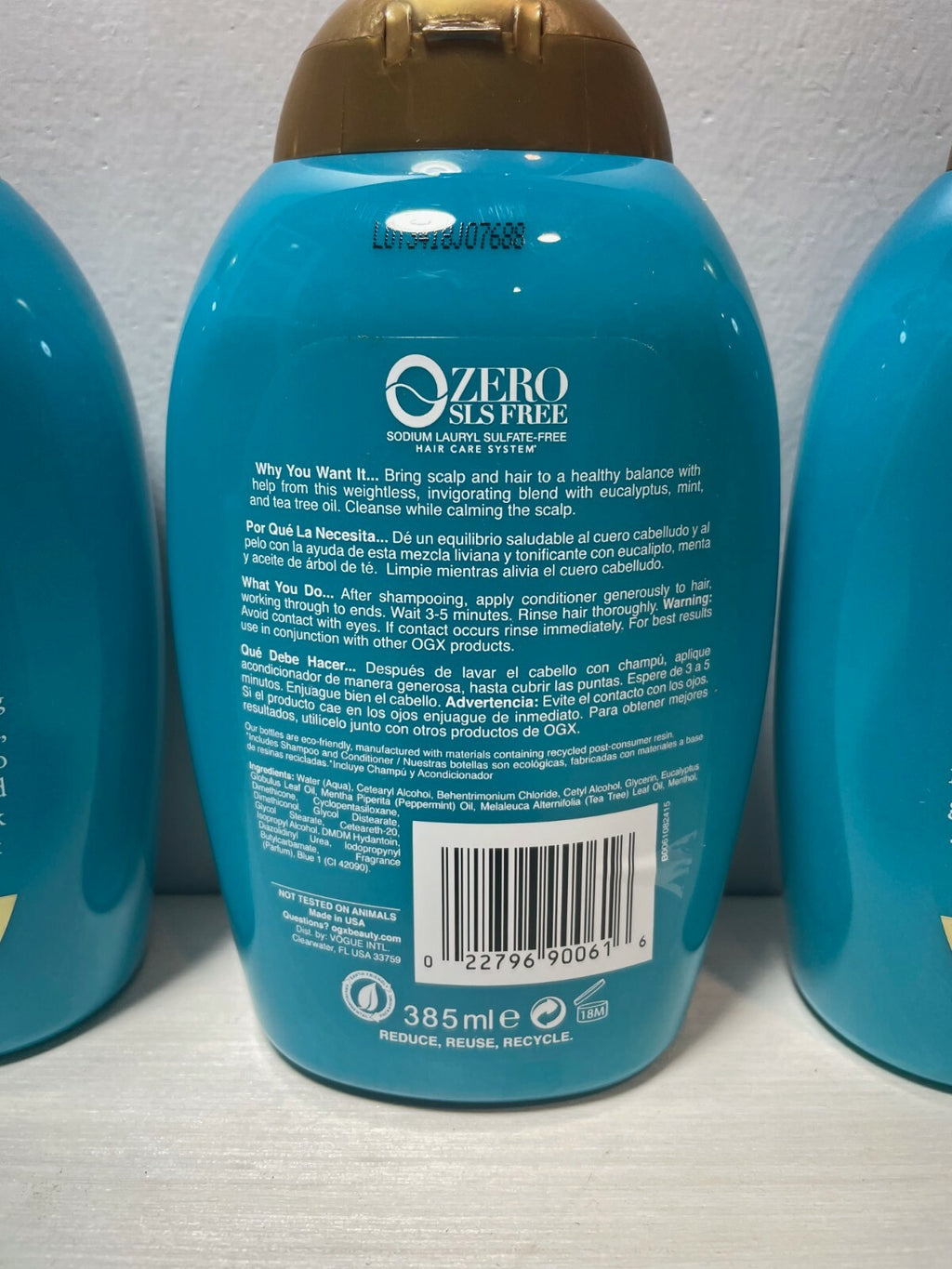 OGX Zero SLS Free Invigorating Eucalyptus Mint Conditioner 13 oz