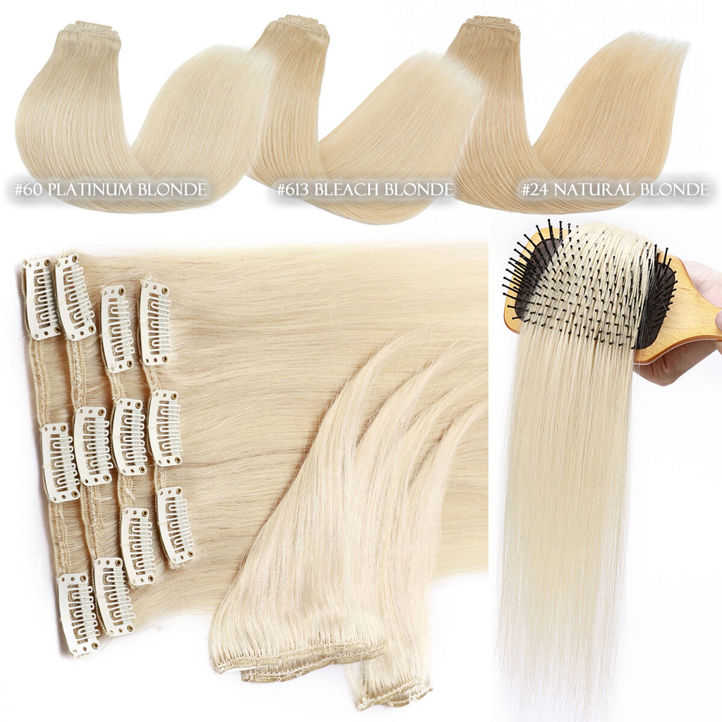 Clip-In Hair Extensions Full Head 8 Pieces Remy Human Hair 4-24 Inches