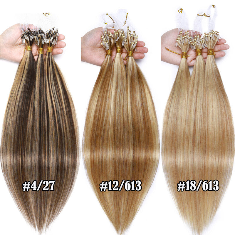 Human Hair Extensions Micro Loop Rings Full Head Set 16-22 Inch Multiple Colors & Weights