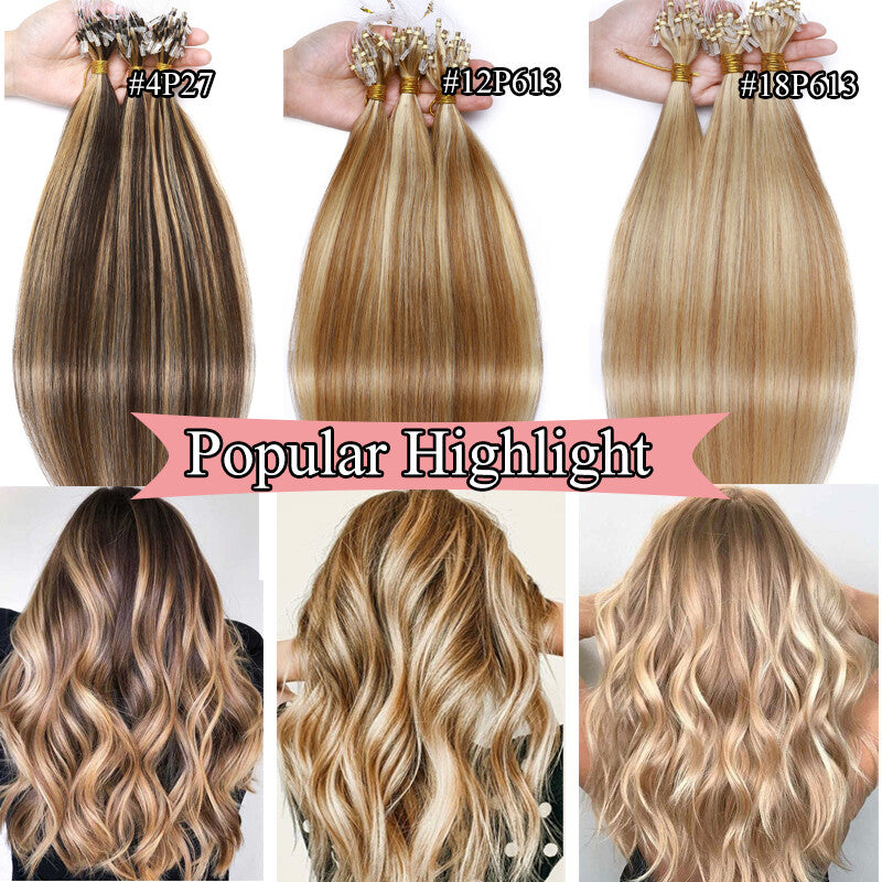 Micro Loop Hair Extensions Beads Link - Remy Human Hair Tips & Beads
