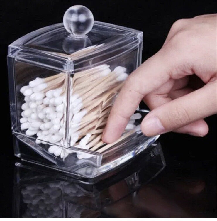 Clear Acrylic Cotton Swab Holder Dispenser for Q-Tips and Makeup