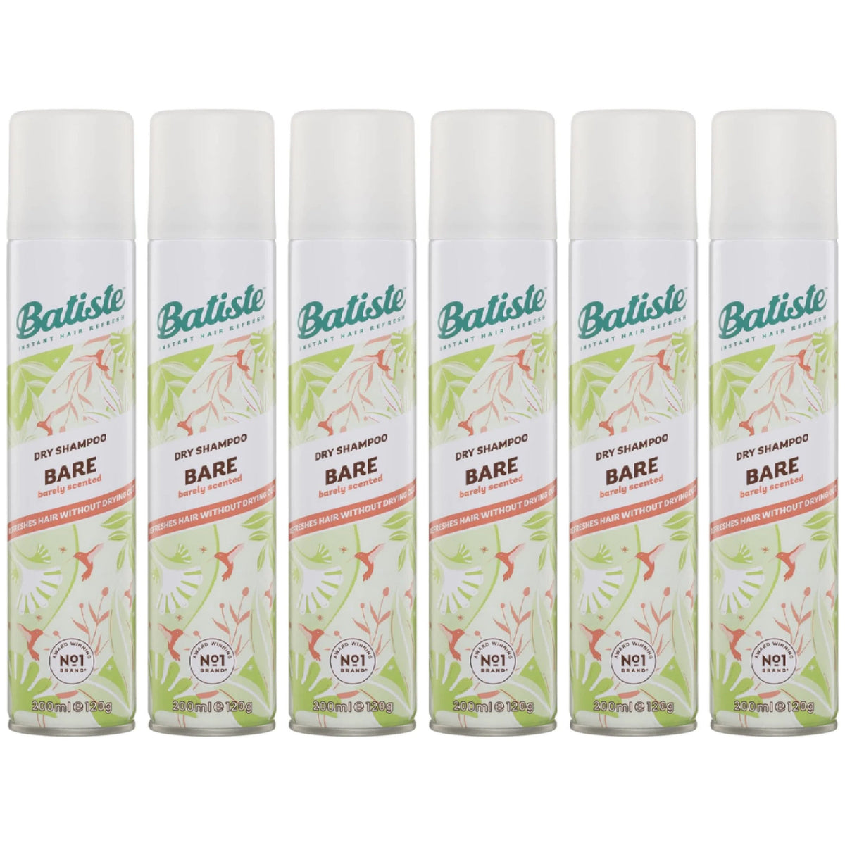 6-Pack Dry Shampoo for Hair Refresh & Volume - Bare Scent 200ml