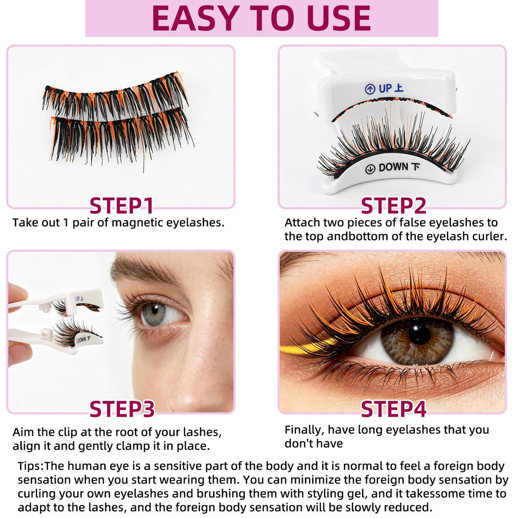 No Glue Magnetic False Eyelashes with Reusable Applicator Waterproof Glam Lashes