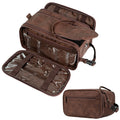 Travel Toiletry Bag for Men Hanging Dopp Kit Organizer | Large PU Leather