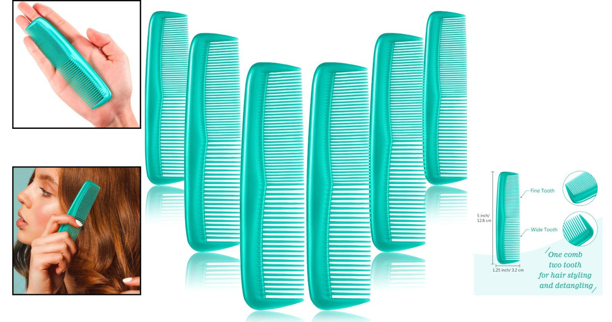 12-Piece Cyan-Blue Fine Tooth Hair Combs Set - Portable Styling Tools