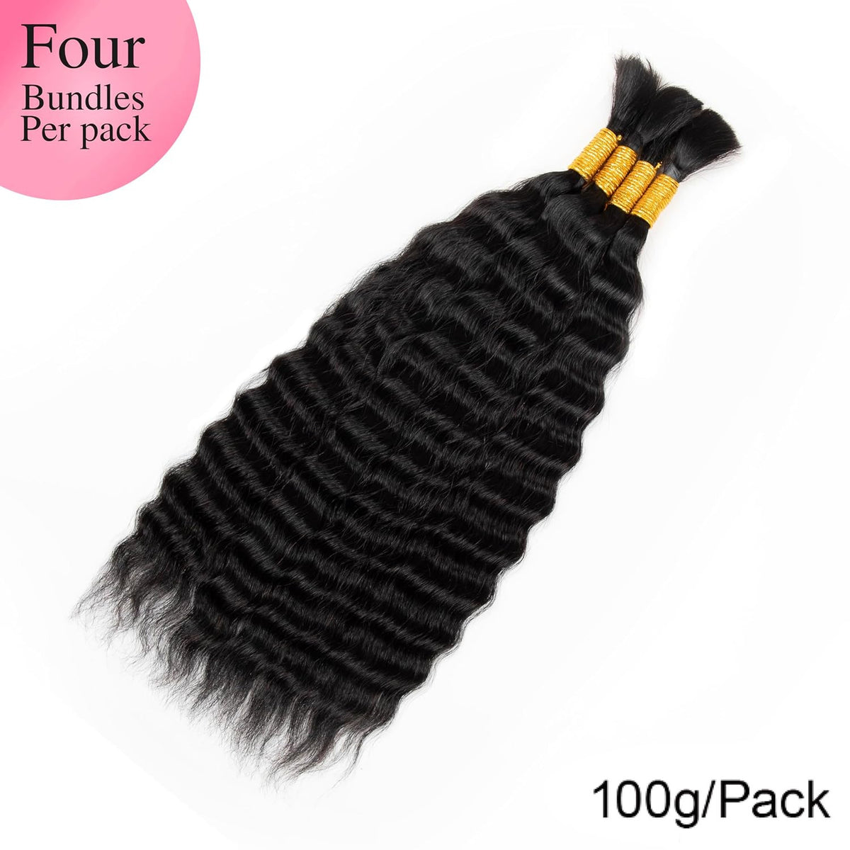 16 Inch Black Human Hair Extensions Wet & Wavy Braiding Hair 100G