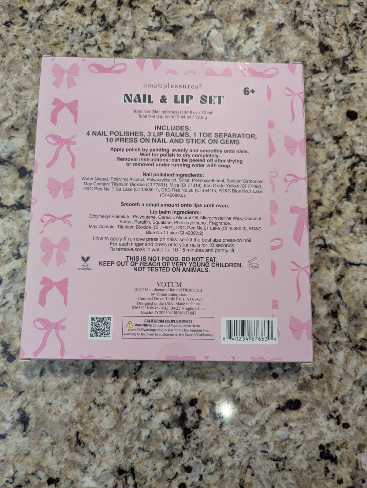 Nail & Lip Set with Press-On Nails, Polishes, Gems & Lip Balms