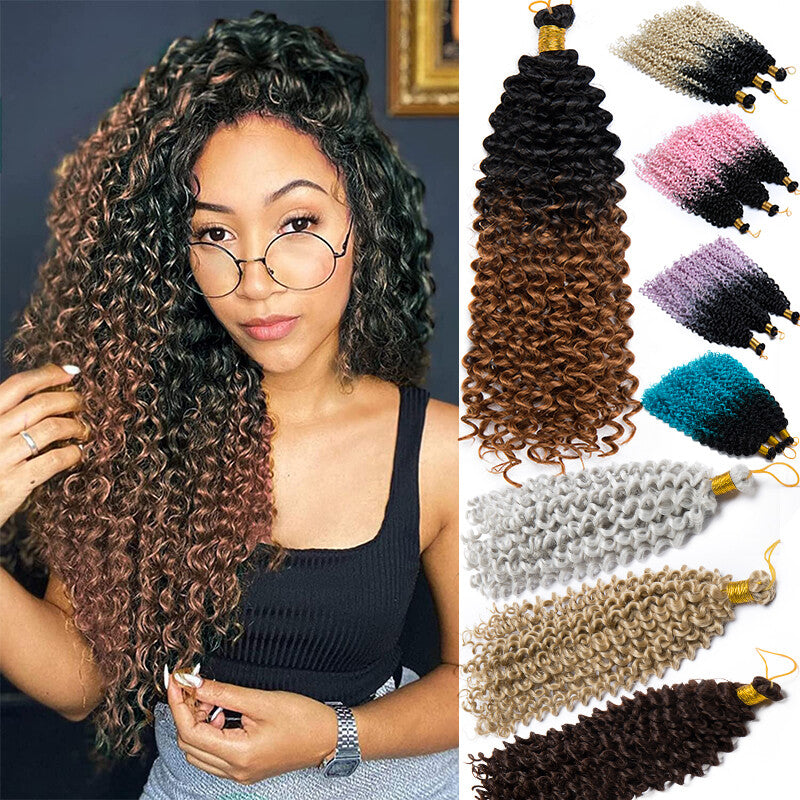 Kinky Curly Braids Afro Crochet Water Weaving Hair Extensions - Multiple Colors & Lengths