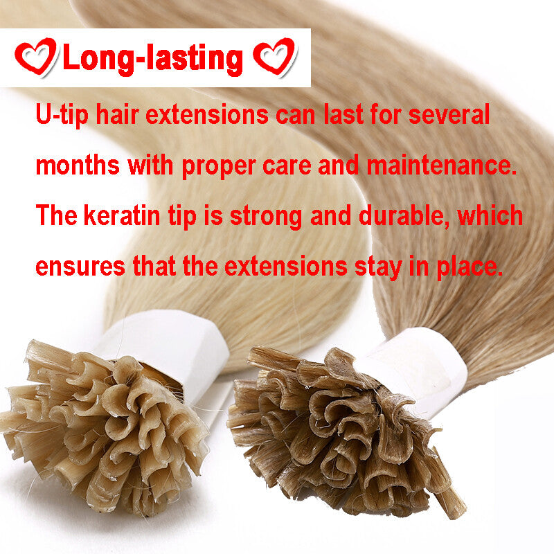 Flat U Tip Hair Extensions Full Head 150G Remy Human Hair - Multiple Colors & Lengths