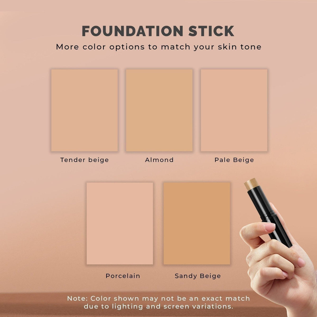 Foundation Stick Concealer - Full Coverage Creamy Finish in Almond