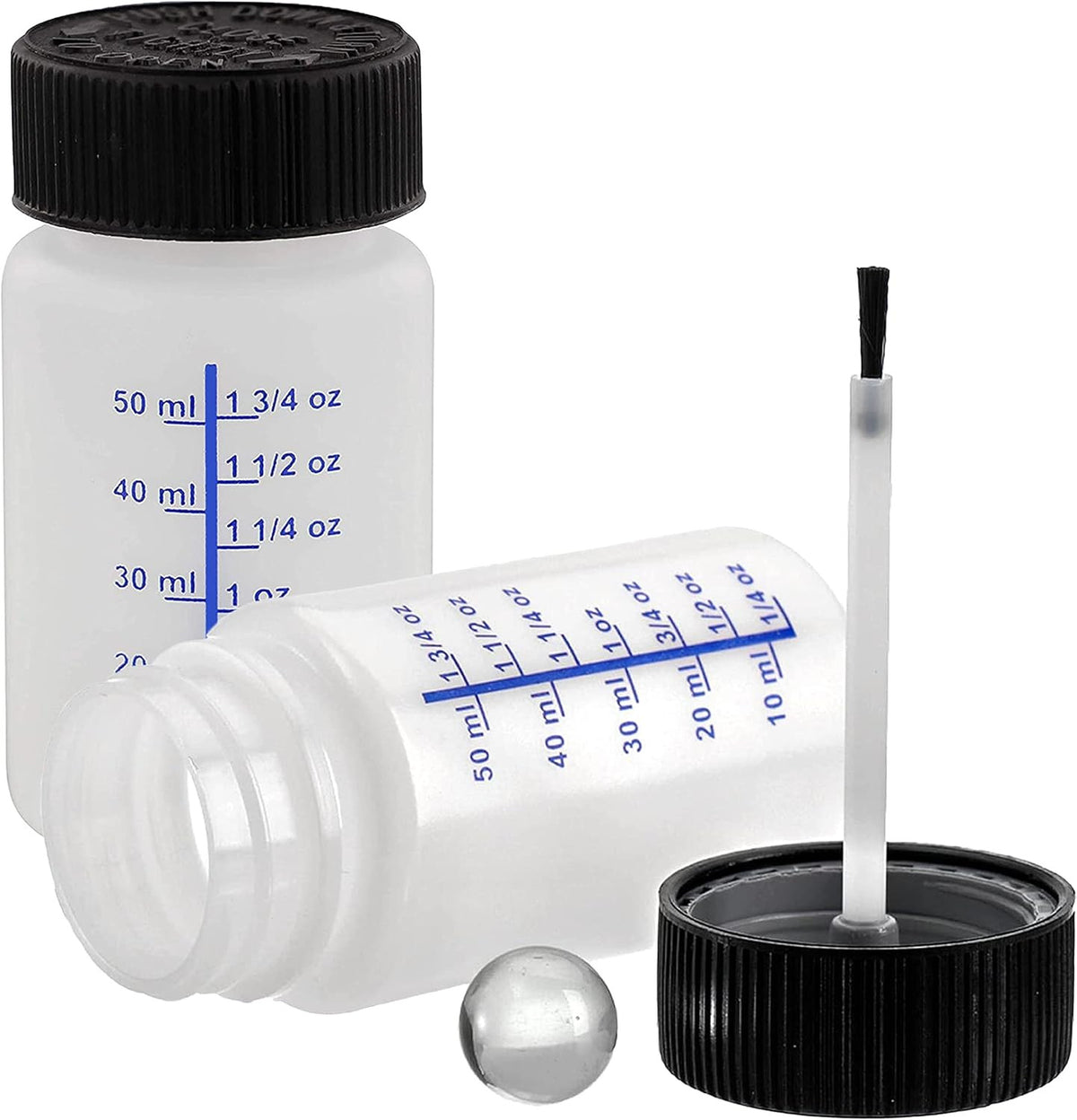 6 Pack 2oz Paint Touch Up Bottles with Brush Applicators and Mixing Balls