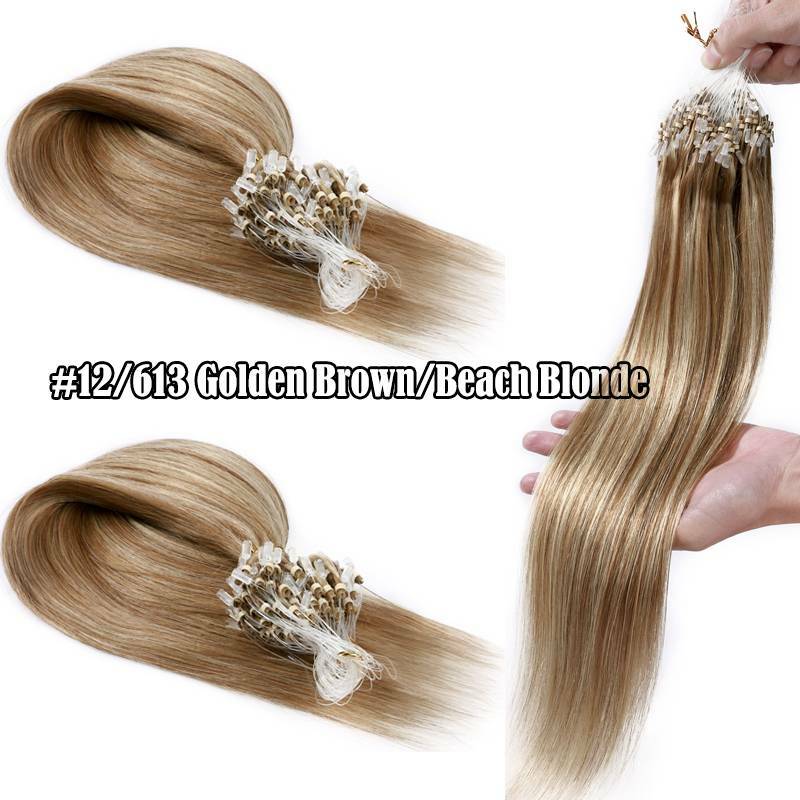 Human Hair Extensions Micro Loop Nano Beads Full Head - Multiple Colors & Lengths