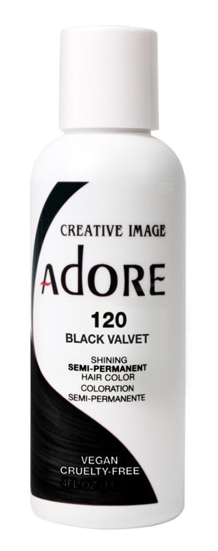 (3 Pack) Adore Semi-Permanent Hair Color #120 Black Velvet 4oz - Gentle, No Ammonia or Peroxide