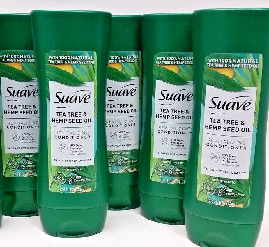 Lot of 5 Suave Tea Tree & Hemp Seed Oil Revitalizing Conditioners - 12.6 oz Each