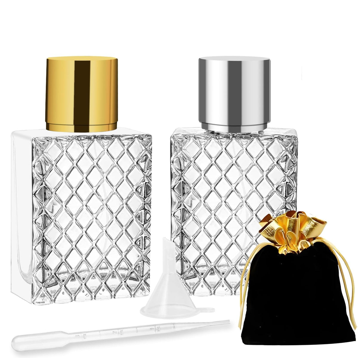 Refillable 50ml Glass Perfume Spray Bottle with Fine Mist Atomizer and Travel Accessories