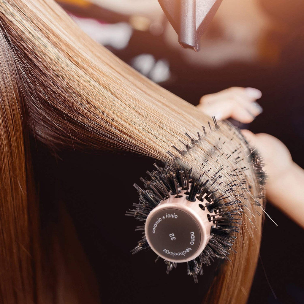 Nano Ceramic Round Hair Brush for Thick Hair 1.25 Inch Barrel - Salon Quality Styling Tool