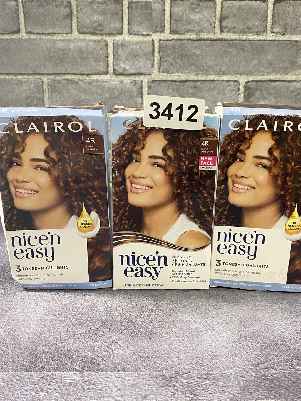 Permanent Hair Dye Kit Dark Auburn 4R - Pack of 3