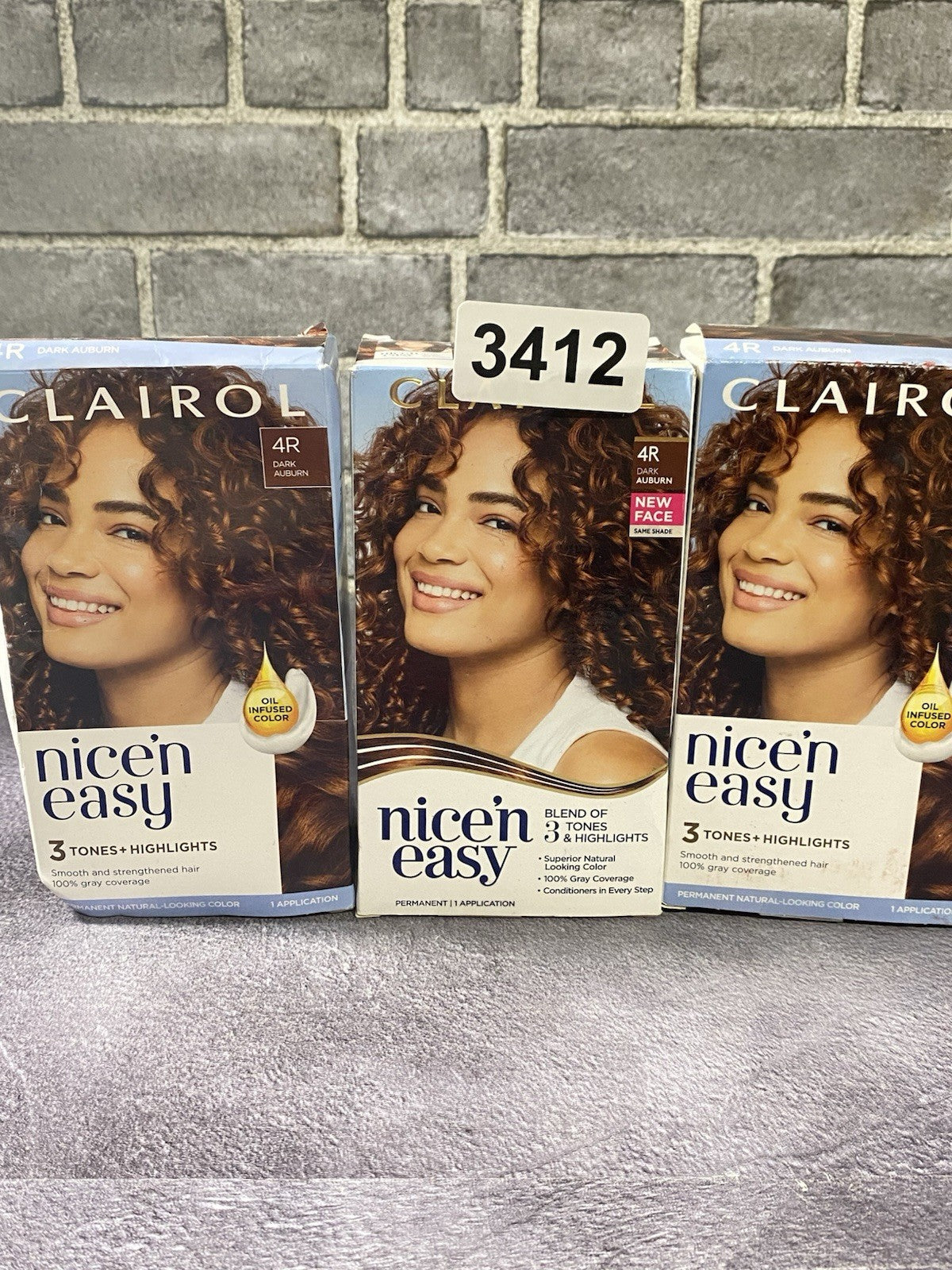 Permanent Hair Dye Kit Dark Auburn 4R - Pack of 3