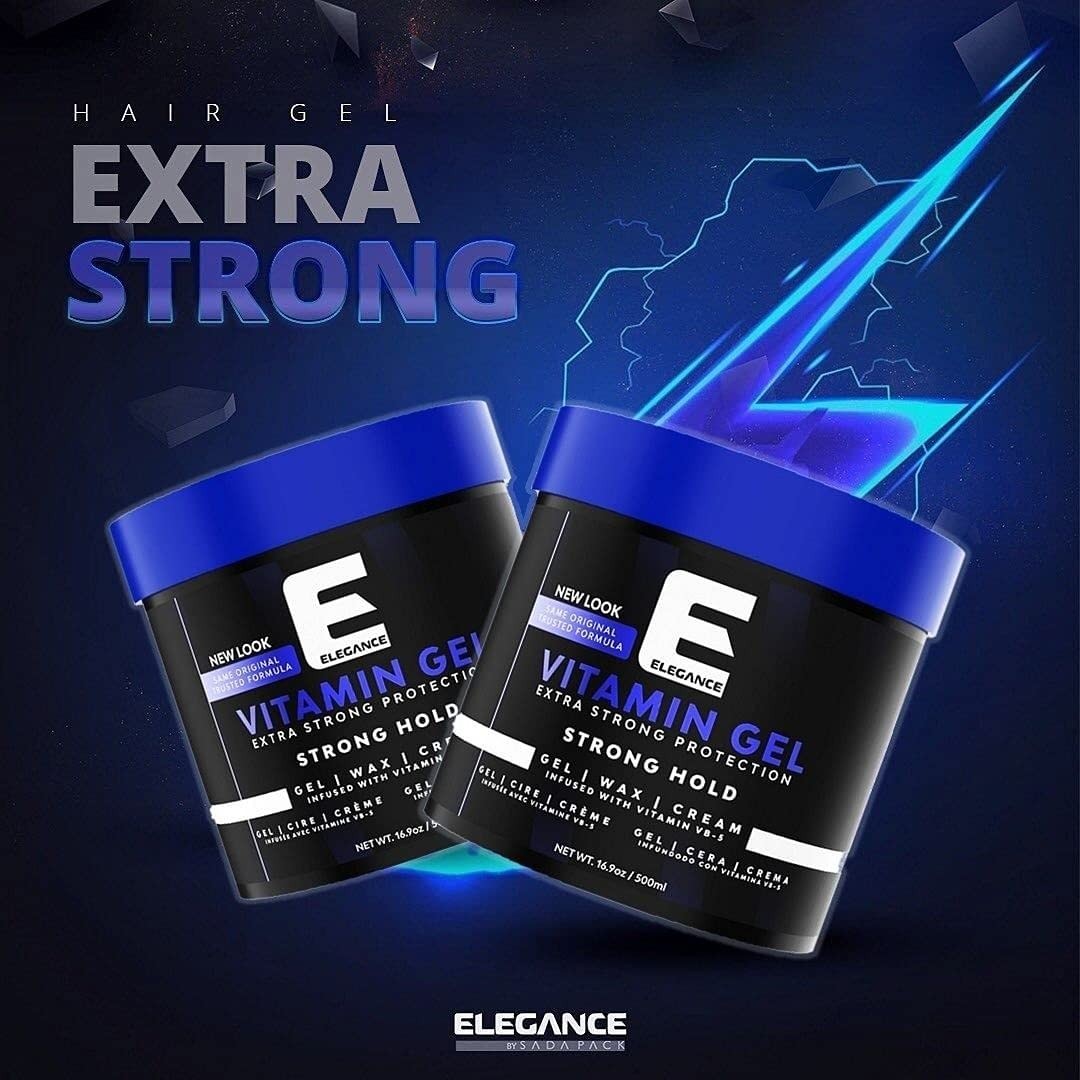 Extra Strong Hold Hair Gel with Vitamin Pro-VB-5 - 33.81oz / 1000ml