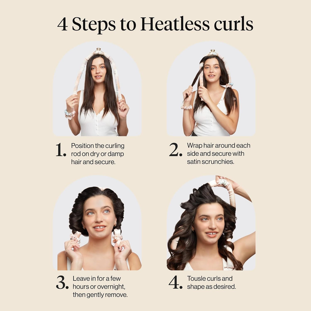 Satin Heatless Curling Set for Overnight Hair Styling - Sunset Tie Dye