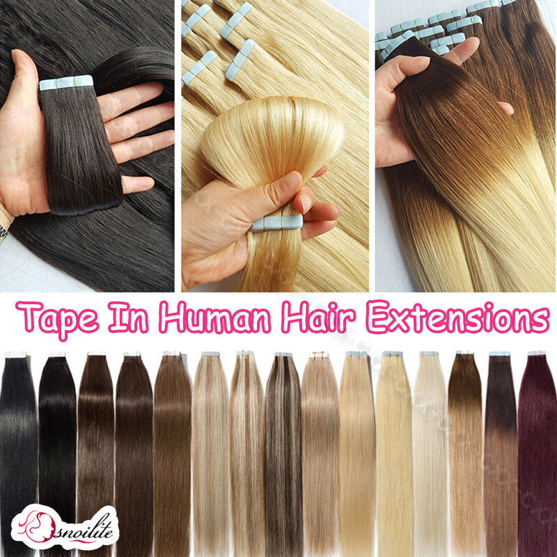Human Hair Extensions Skin Weft Ombre Thick Tape-In Hair Extensions - Multiple Lengths & Colors