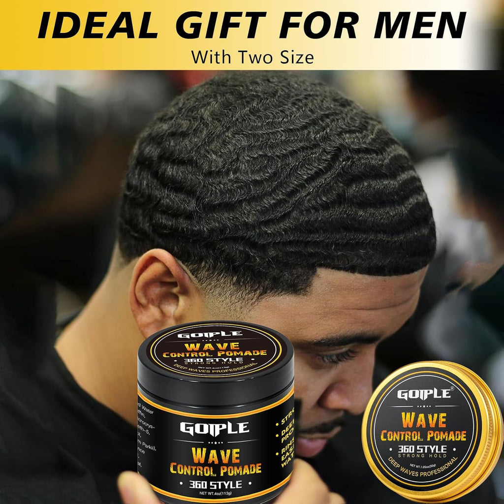 Men's Natural Wave Pomade for Strong Hold & Easy Wash - Hair Styling Cream