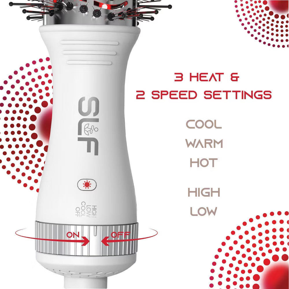 Red Light Therapy Travel Hair Dryer Brush with Ionic Technology