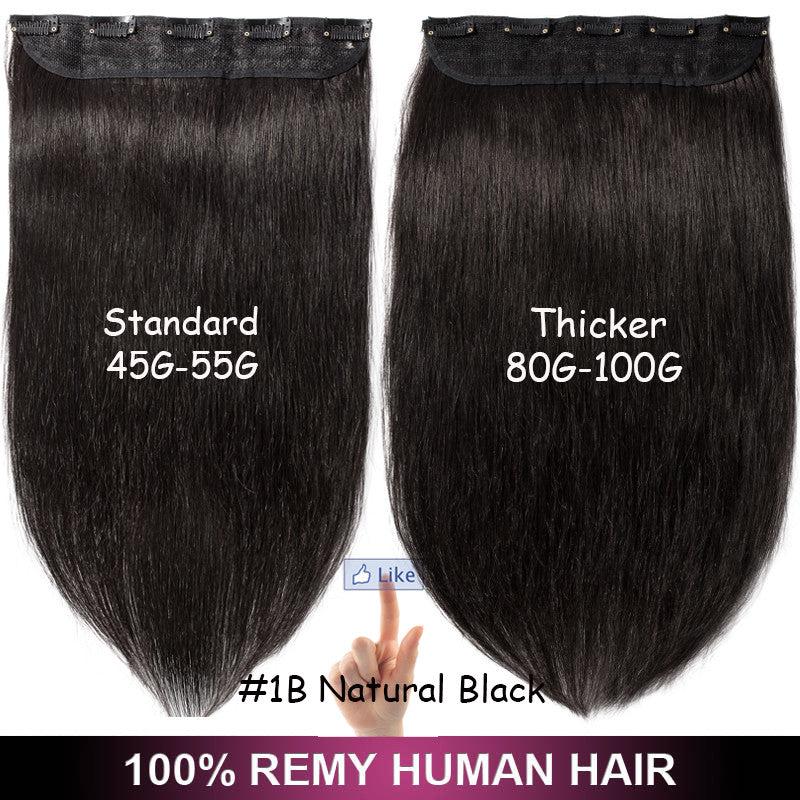 Remy Clip-In Hair Extensions Full Head One Piece 3/4 Length & Weight Options