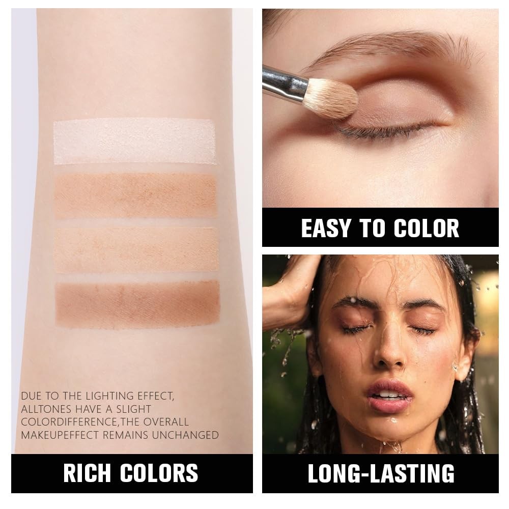 Matte Eyeshadow Quad Palette for Mature Skin - Waterproof Natural Brown