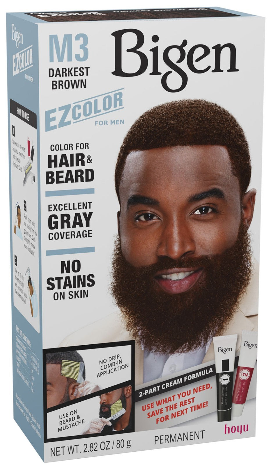 Men's Hair & Beard Color Kit - Darkest Brown 2 Pack - No Mess, Gentle Formula