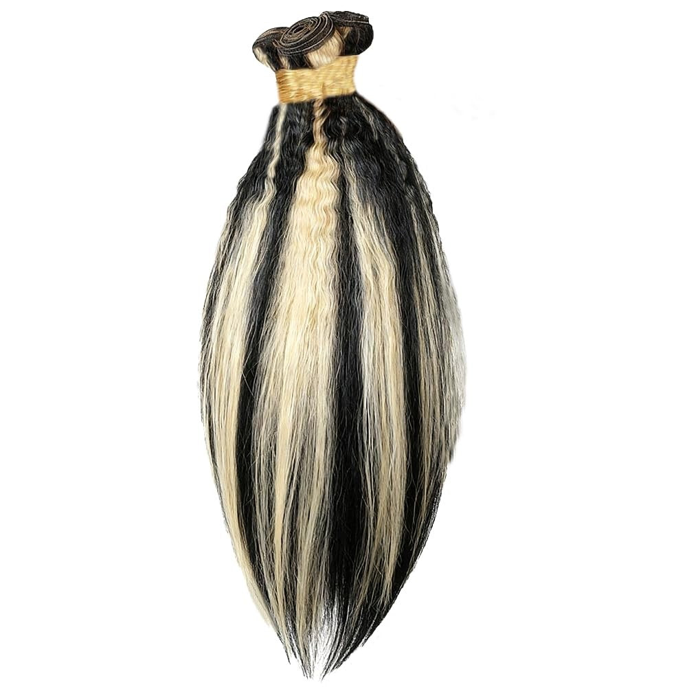 Brazilian Virgin Kinky Straight Ombre Hair Bundles - 3 P1B/613 Human Hair