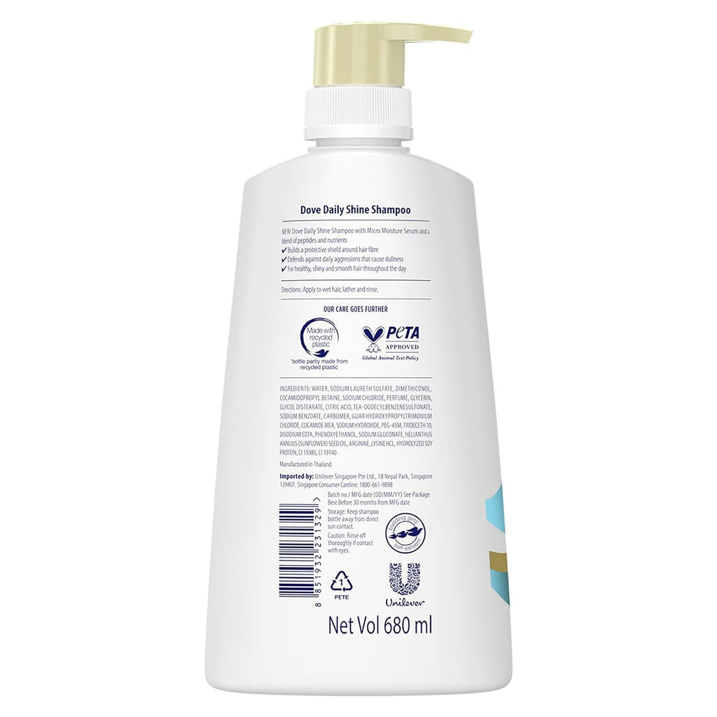 Dove Daily Shine Shampoo for Dull Hair 23oz Pack of 3 - Nourishing Micro Moisture Serum