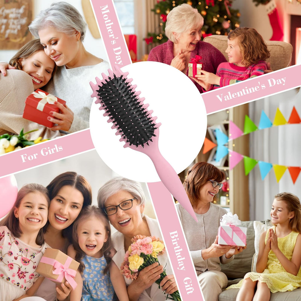 Curly Hair Styling Brush with Heat-Resistant Nylon Bristles for Defined Waves