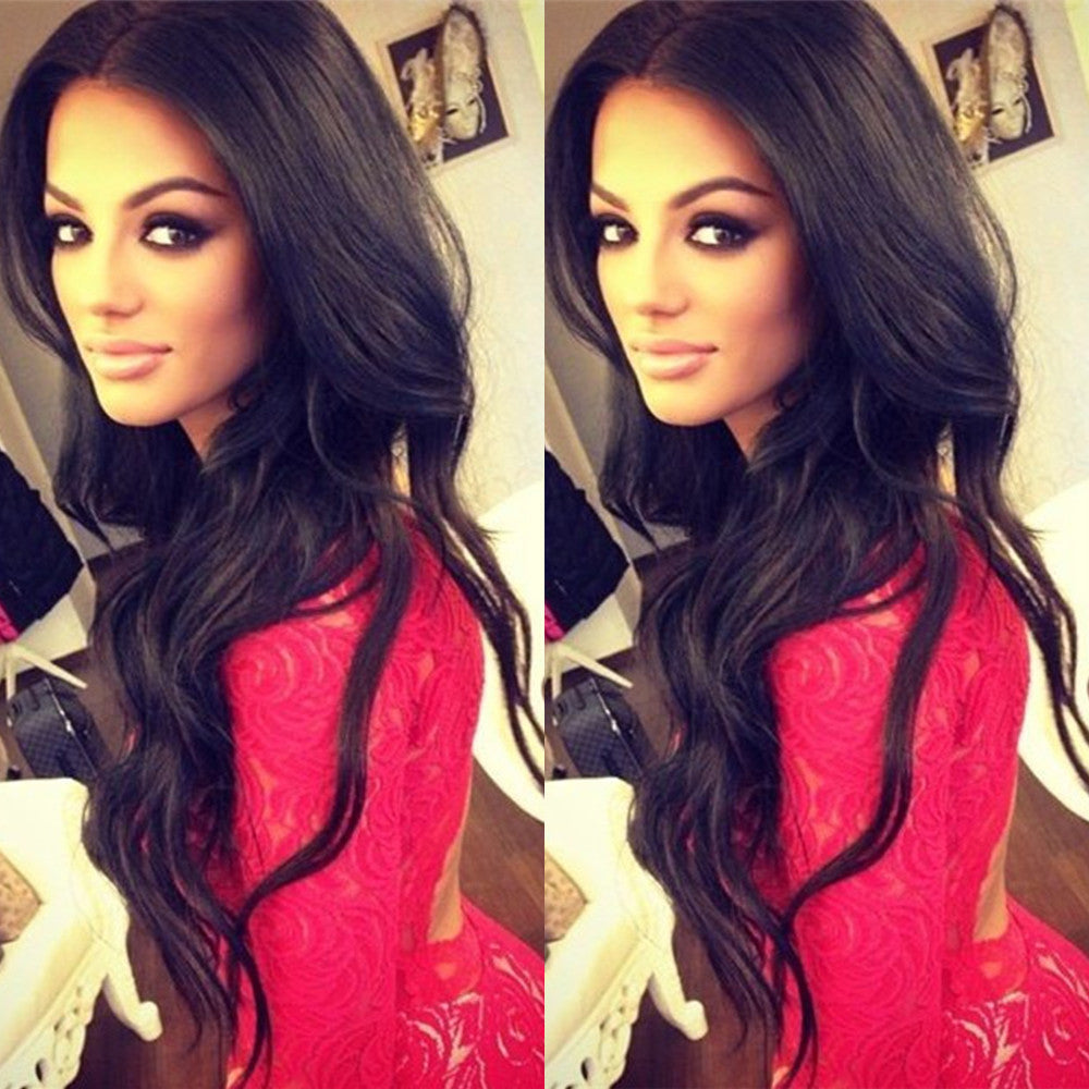 Black Synthetic Lace Front Wig for Women Body Wave Style - 180% Density