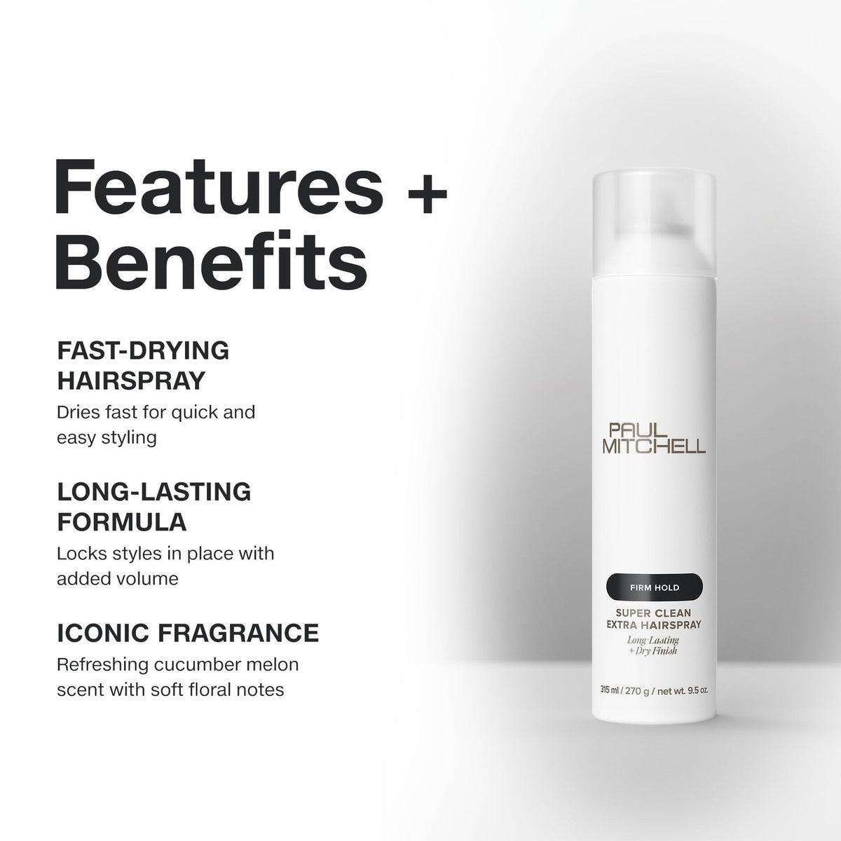 Strong Hold Hairspray with Quick-Dry Finish - Long-Lasting, Humidity Resistant