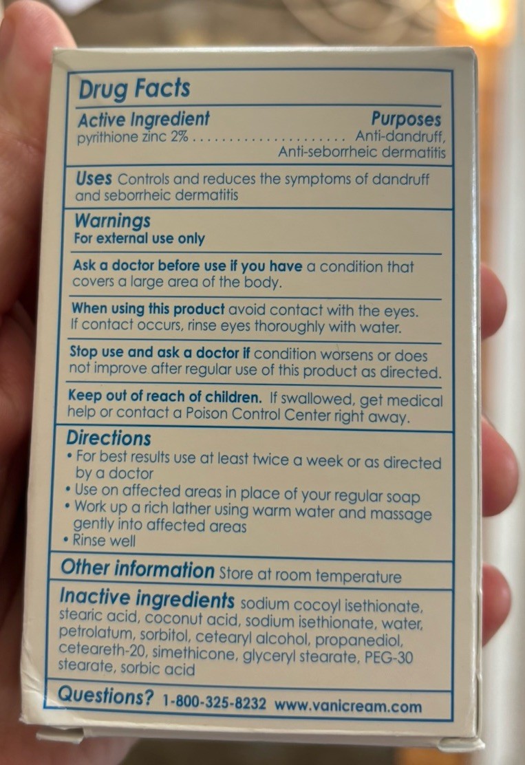 Vanicream Z Bar for Seborrheic Dermatitis 3.5 oz Bar - Sensitive Skin Care