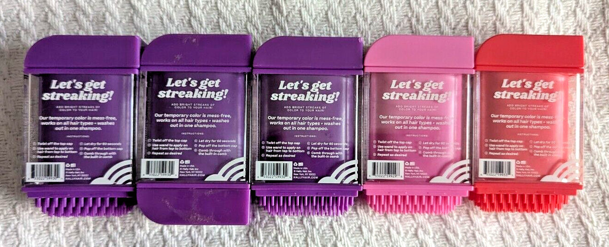 Temporary Hair Color Sticks Set - Pink, Purple & Red, Lot of 5
