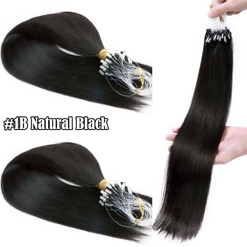 Human Hair Extensions Micro Loop Nano Beads Full Head - Multiple Colors & Lengths