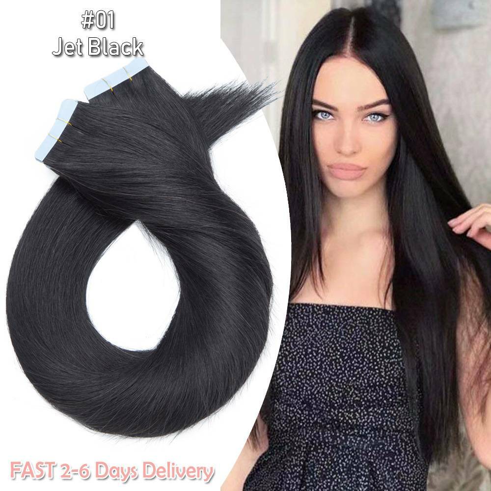 Remy Human Hair Tape-In Extensions 20-60pcs - Natural Black & Blonde Shades