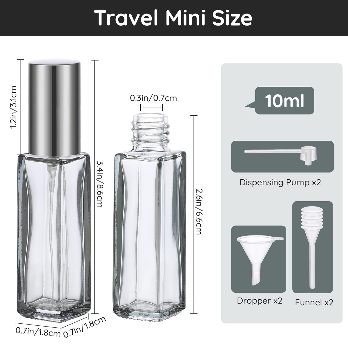10ml Refillable Perfume Atomizer Set - Travel Spray Bottles, 10 Pieces