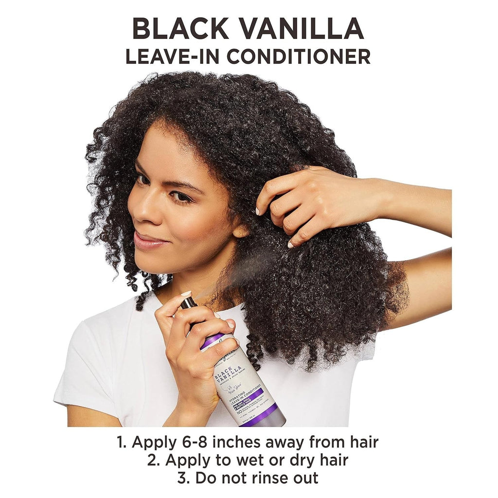 Black Vanilla Leave-In Conditioner for Curly Hair - Moisturizing & Detangling, 8 Fl Oz, Pack of 2
