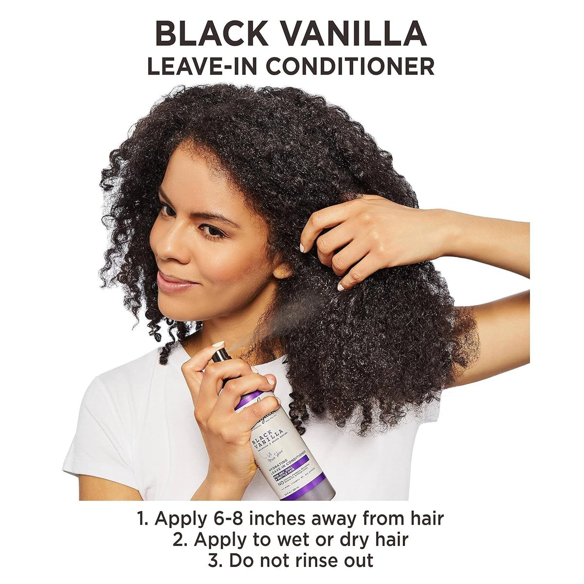 Black Vanilla Leave-In Conditioner for Curly Hair - Moisturizing & Detangling, 8 Fl Oz, Pack of 2