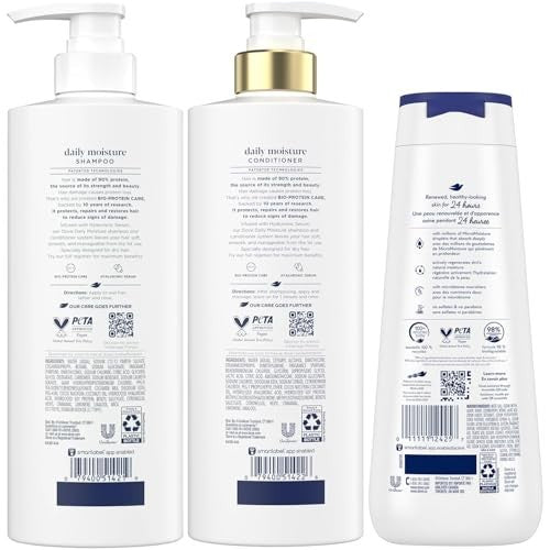Daily Moisture Shampoo & Conditioner Set with Deep Hydration Body Wash - 3 Pieces